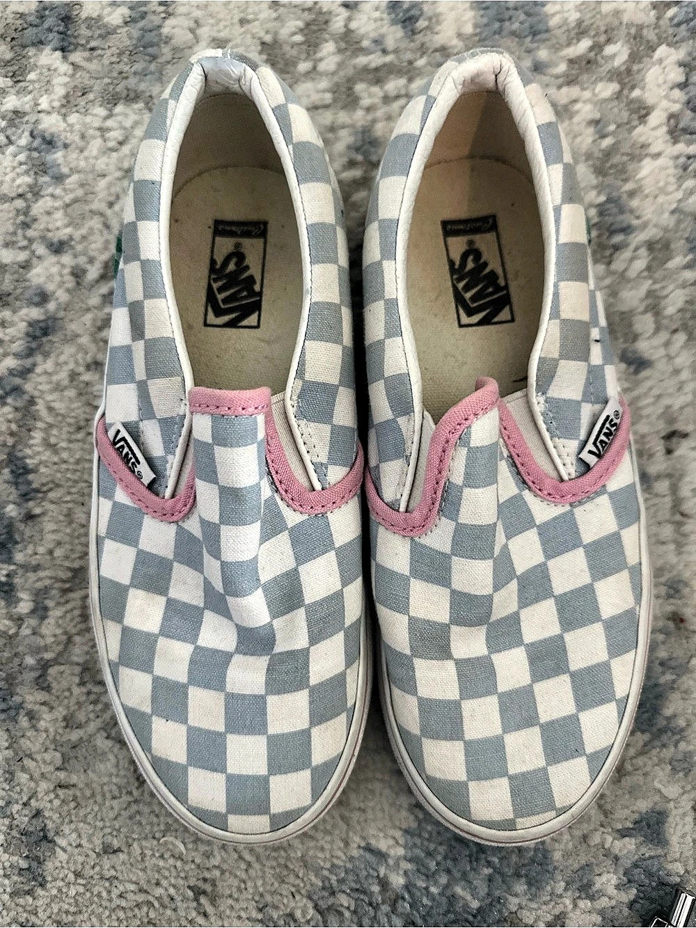 Vans Custom Slip-On Checkered tropical floral Sneakers in Blue & White 2.5